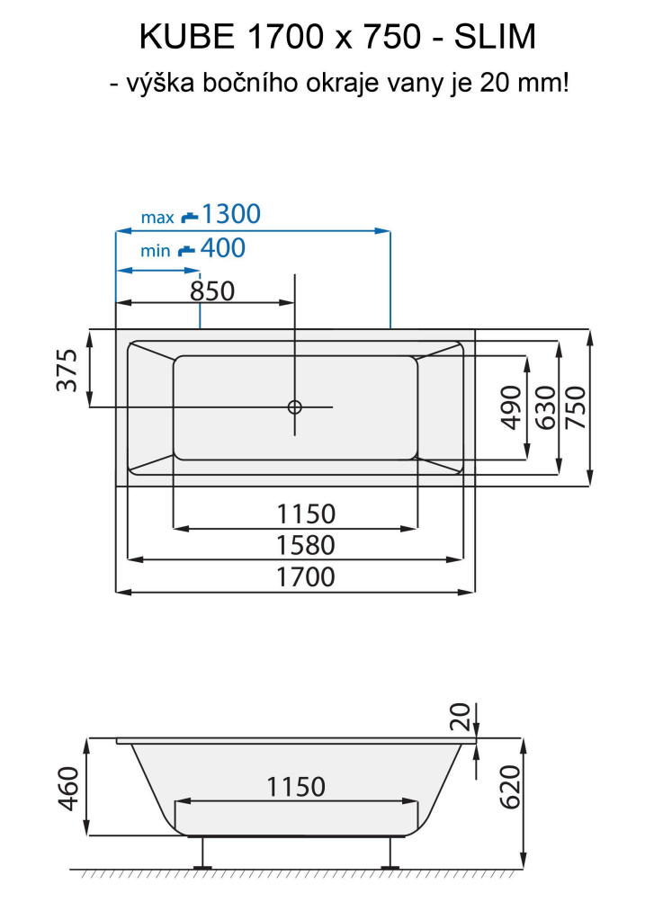 santech-kube-slim-170x70-cm-technicky-nakres
