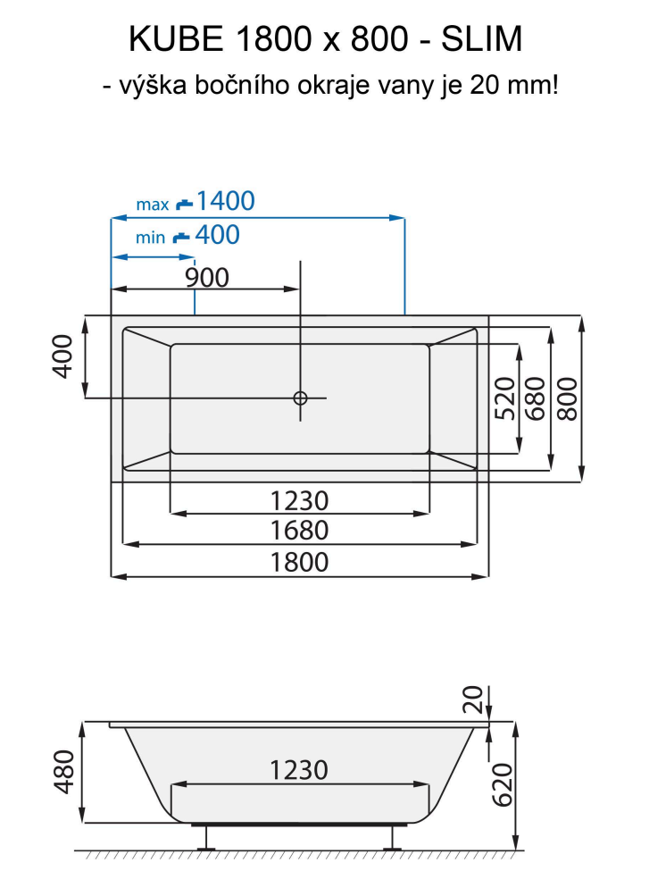 santech-kube-slim-180x80-cm-technicky-nakres