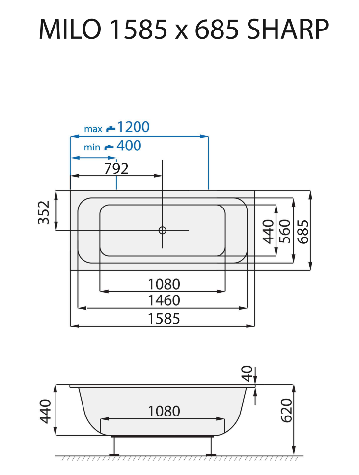 santech-milo-sharp-159x69-cm-technicky-nakres
