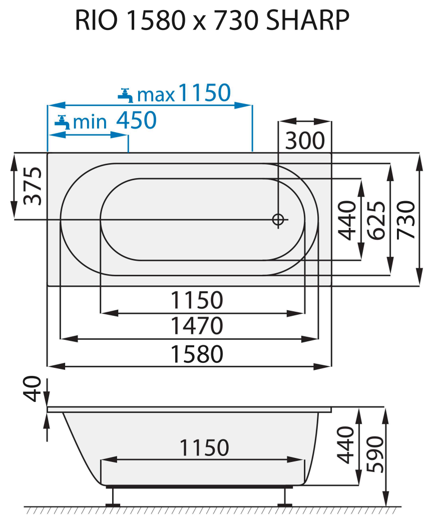 santech-rio-sharp-158x73-cm-technicky-nakres