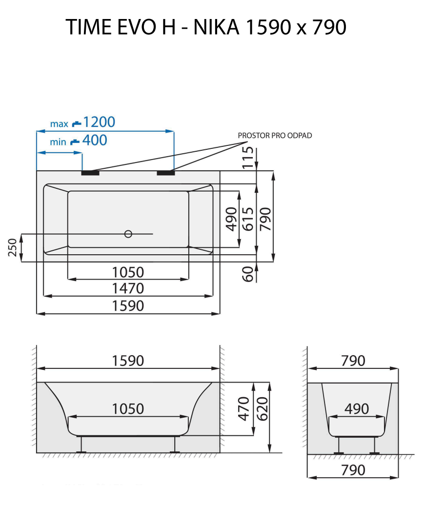 santech-time-evo-h-nika-159x79-cm-technicky-nakres