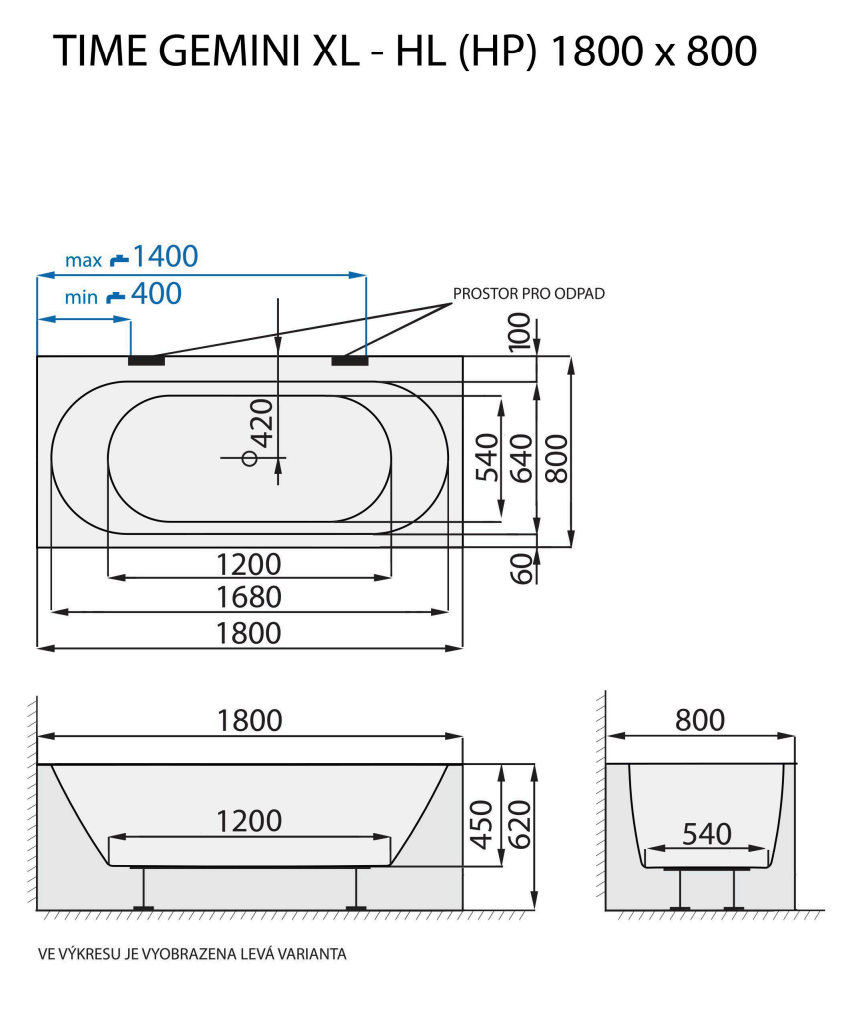 santech-time-gemini-xl-hl-hp-180x80-cm-technicky-nakres