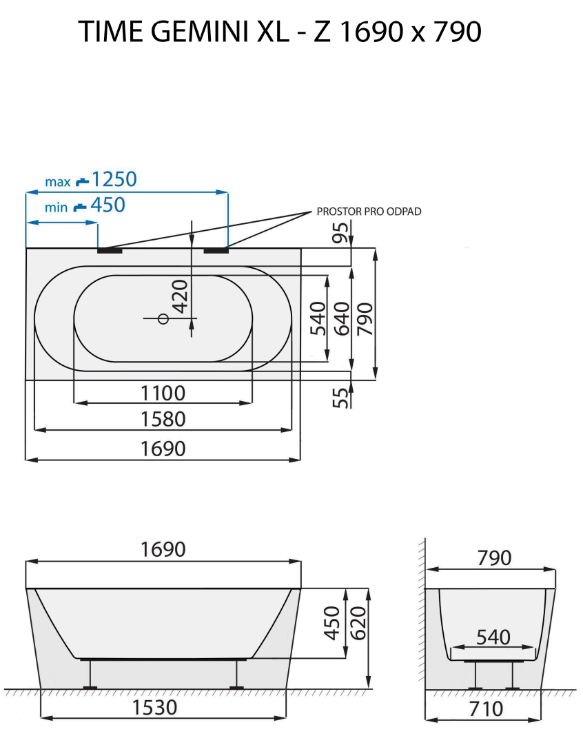 santech-time-gemini-xl-z-169x79-cm-technicky-nakres