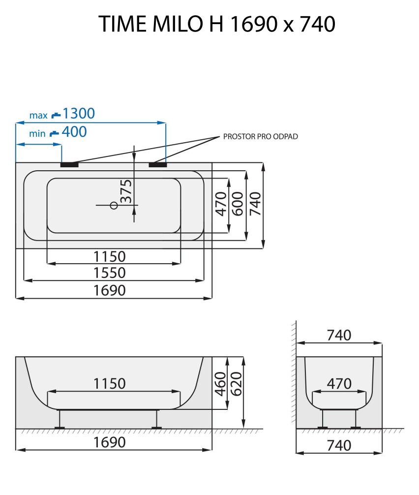 santech-time-milo-h-169x74-cm-technicky-nakres
