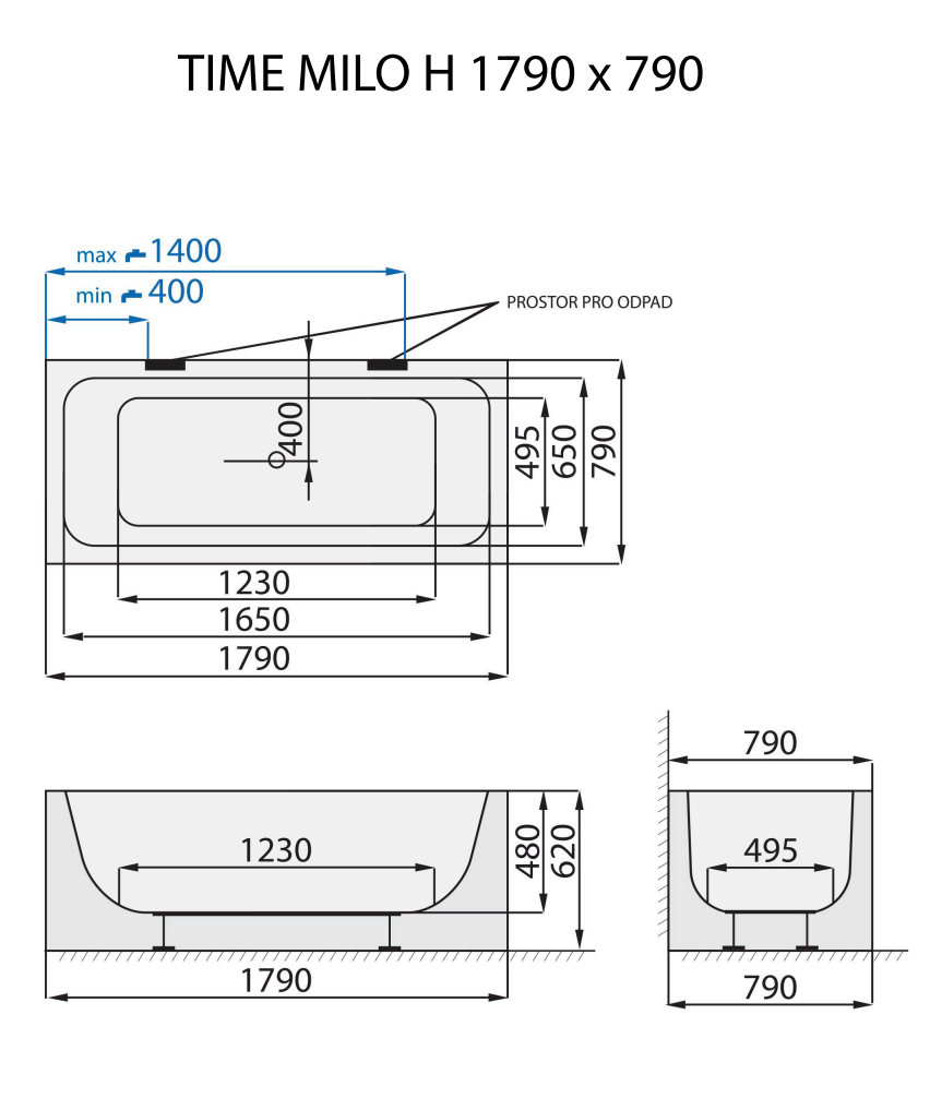 santech-time-milo-h-179x79-cm-technicky-nakres