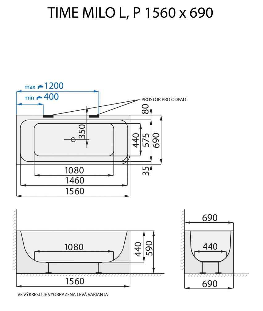santech-time-milo-l-p-156x69-cm-technicky-nakres
