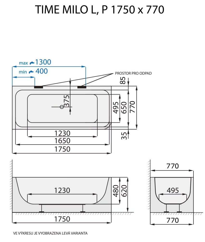 santech-time-milo-l-p-175x77-cm-technicky-nakres