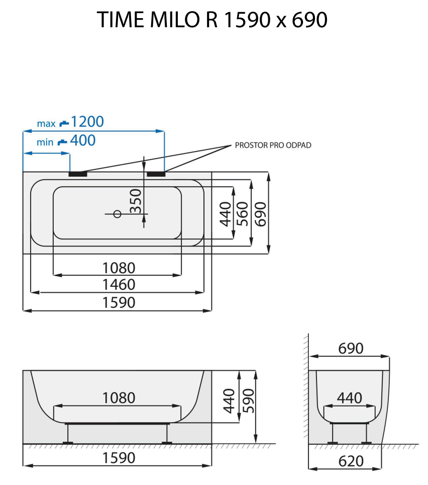 santech-time-milo-r-159x69-cm-technicky-nakres