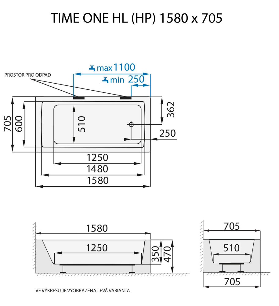 santech-time-one-hl-hp-1580x705-mm-technicky-nakres