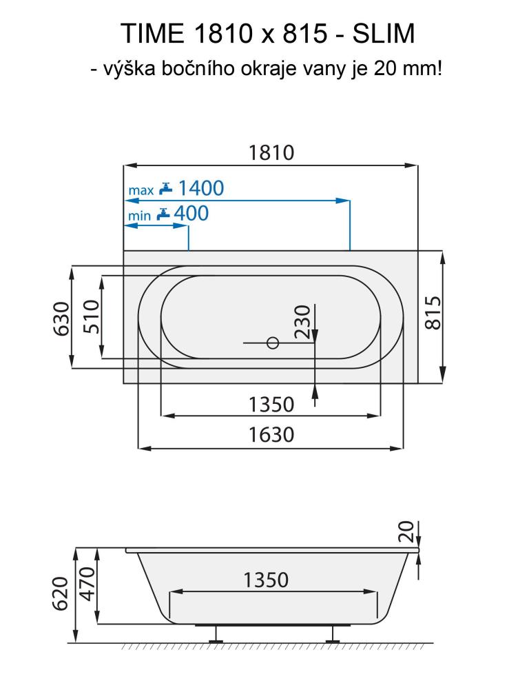 santech-time-slim-181x82-cm-technicky-nakres