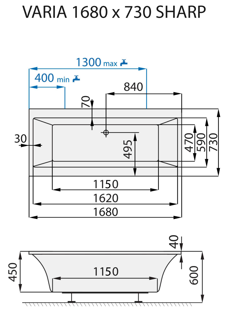 santech-varia-sharp-168x73-cm-technicky-nakres