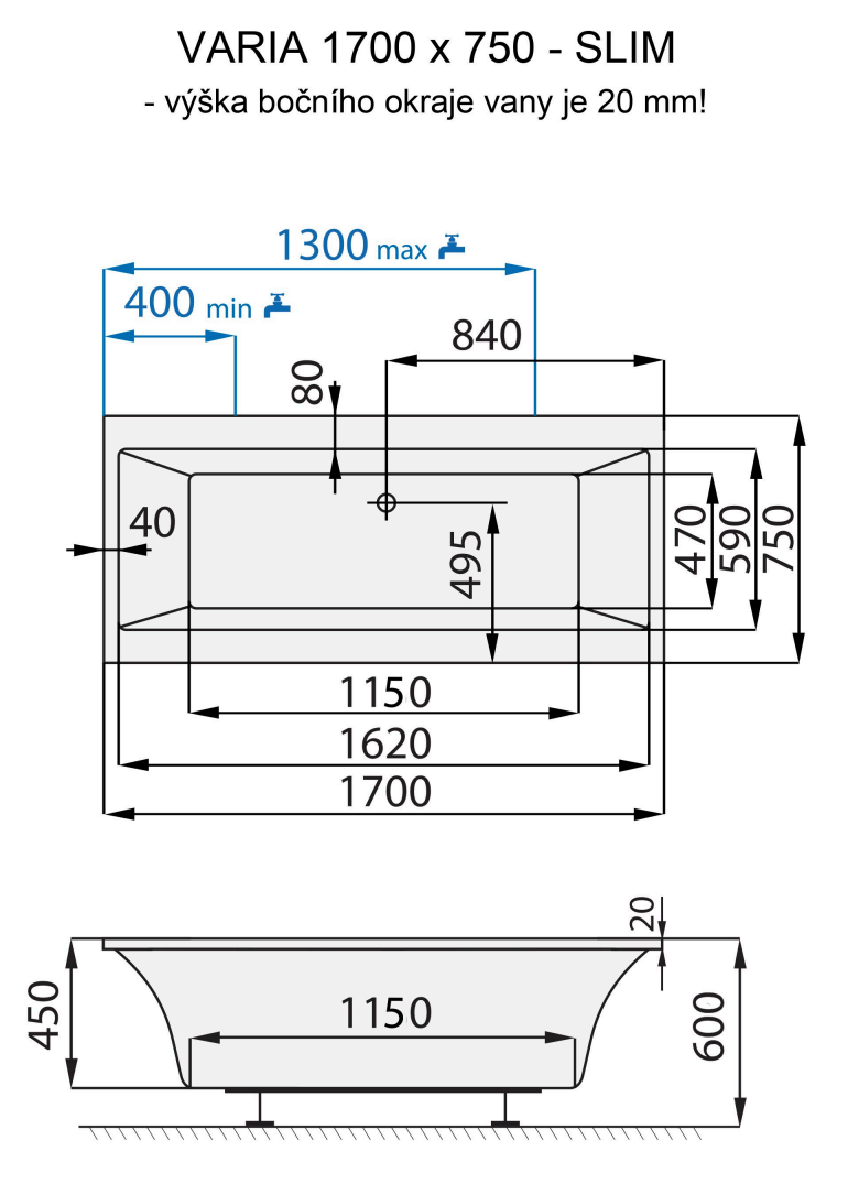 santech-varia-slim-170x75-cm-technicky-nakres
