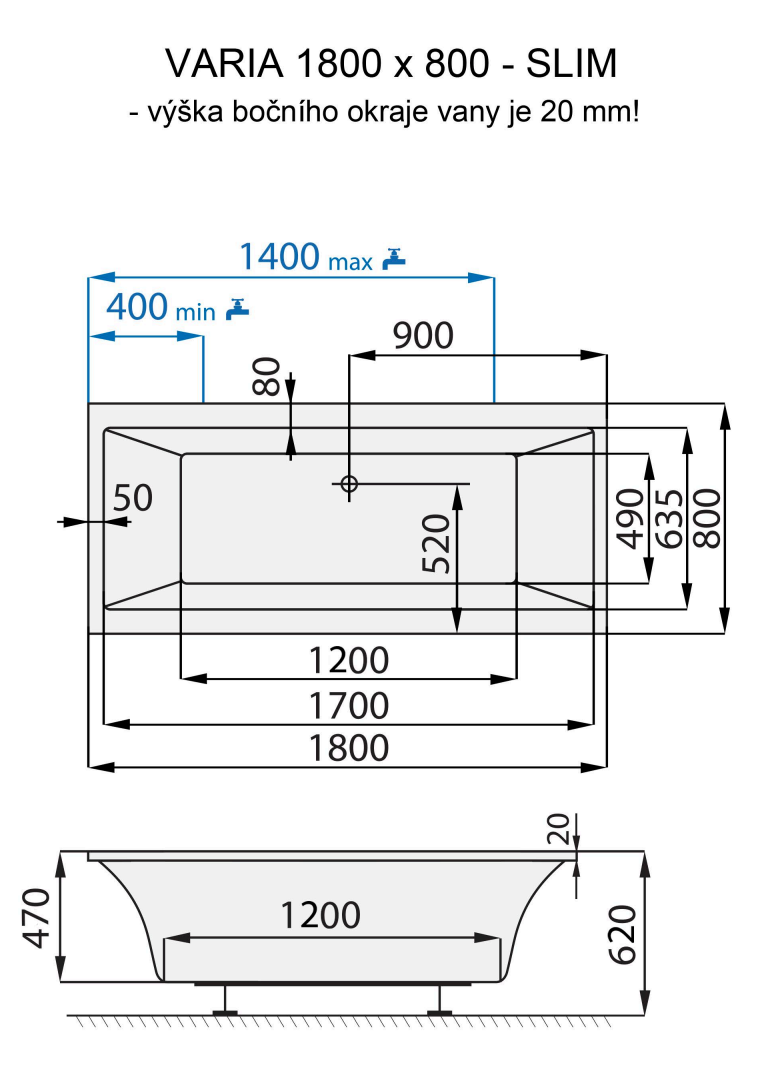 santech-varia-slim-180x80-cm-technicky-nakres
