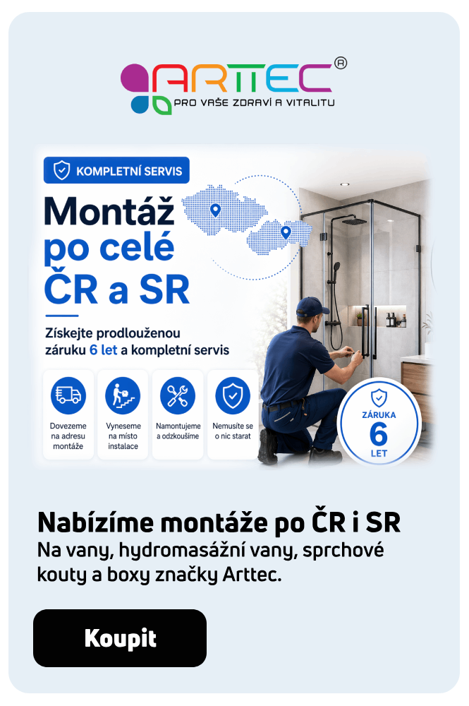 Montáž sprchových koutů, sprchových boxů, hydromasážních i klasických van značky Arttec