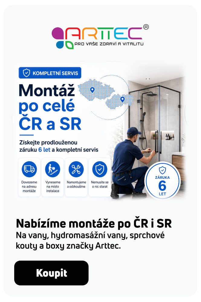 Montáž sprchových koutů, sprchových boxů, hydromasážních i klasických van značky Arttec