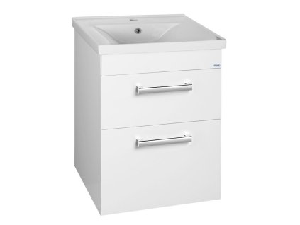 AQUALINE POLY umyvadlová skříňka 51,8x74,6x44 cm, 2xzásuvka, bílá PL055