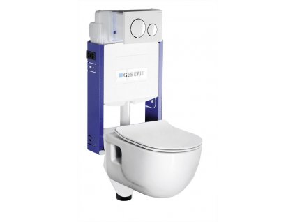 Závěsné WC Brilla s podomítkovou nádržkou a tlačítkem Geberit, bílá WC-SADA-14