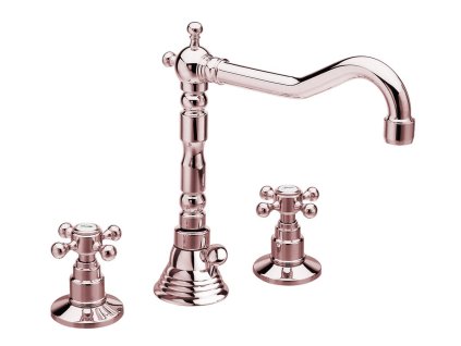 REITANO ANTEA tříprvková umyvadlová baterie s retro hubicí, s výpustí, růžové zlato 3227