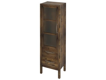 SAPHO WESTERN skříňka 2 šuplíky, prosklená dvířka 40x140x30cm, levá, mořený smrk WR400
