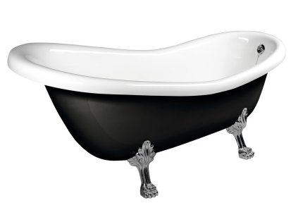 POLYSAN RETRO volně stojící vana 158x73x72cm, nohy chrom mat, černá/bílá 72970 od značky Polysan. Tvar: Retro, Volně stojící. Délka: 158 cm. Šířka: 73 cm. Hloubka: 72 cm. Velikost: Malá. Instalace: Instalace - sifon nad podlahu, Instalace do prostoru. Materiál: Gelcoat. Barva: Bílá-černá/nohy chrom. Vany, které v koupelně vyniknou