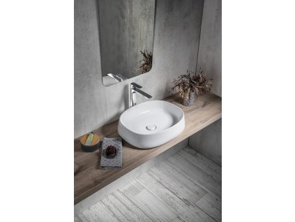 SAPHO JUMPER keramické umyvadlo, 50x13x40 cm, na desku, bez přepadu