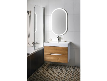 SAPHO MEDIENA umyvadlová skříňka 77x50,5x49cm, bílá mat/dub natural MD082