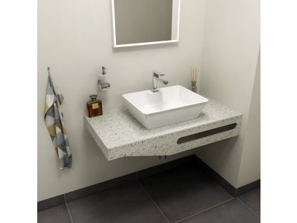 Sapho TAILOR+ rockstone deska 130x50 cm, límec L, držák ručníku vpravo TRP130L
