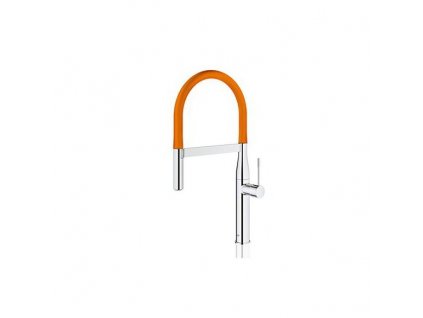 Grohe Essence dřezová baterie s flexibilním ramenem, chrom/oranžová 124974