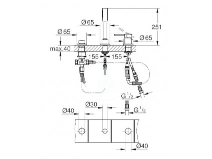 Grohe Essence vanová 3 otvorová kombinace, chrom 19976001