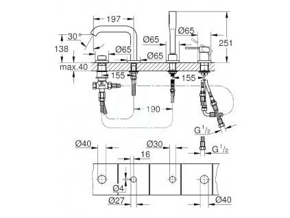 Grohe Essence vanová 4 otvorová kombinace, chrom 19578001