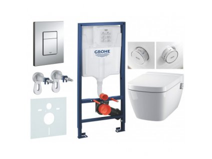 Grohe Rapid SL set předstěnové instalace, sprchovací toalety a sedátka Tece, tlačítka Skate Cosmo, Rimless, SoftClose, chrom 38528SET KT