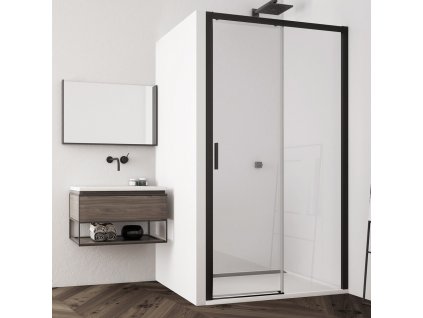 Sanswiss TOP-LINE TLS2 Jednodílné posuvné sprchové dveře, černý rám, sklo čiré 100 - 160 cm