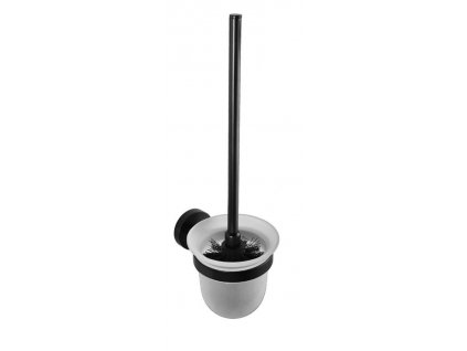 Sapho X-ROUND BLACK WC štětka závěsná, mléčné sklo, černá mat XR303B
