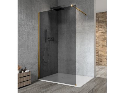 Gelco VARIO GOLD MATT jednodílná sprchová zástěna k instalaci ke stěně, kouřové sklo, 1400 mm GX1314-01