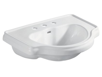 Sapho RETRO keramické umyvadlo 62x45,5cm, zápustné, 3 otvory, bílá 103001-3