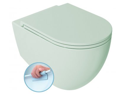 Isvea INFINITY závěsná WC mísa, Rimless, 36,5x53cm, zelená mint 10NF02001-2T