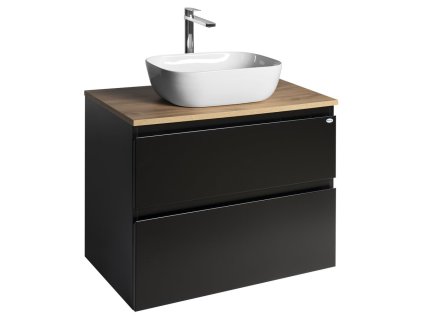 Aqualine ALTAIR skříňka s deskou 78,5 cm, černá mat/dub emporio AI680-01