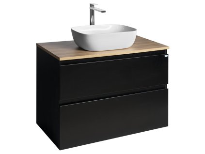 Aqualine ALTAIR skříňka s deskou 87,5 cm, černá mat/dub emporio AI690-01