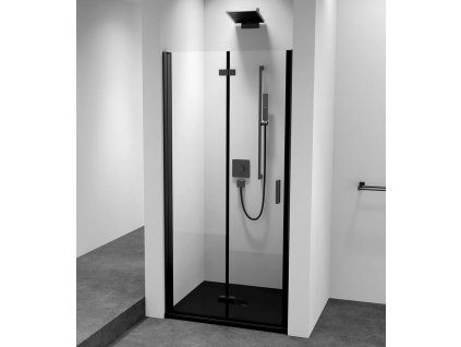 Polysan ZOOM BLACK sprchové dveře do niky 700mm, čiré sklo, levé ZL4715BL-01