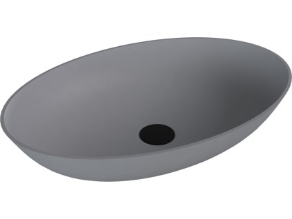 Polysan BANERA OVAL umyvadlo na desku, litý mramor, 60x40cm, šedá mat 14397.31