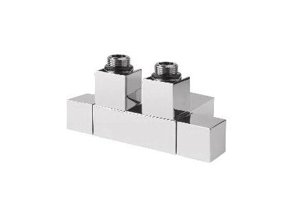 SAPHO CUBE TWIN připojovací sada ventilů pro středové připojení, broušená nerez CP582