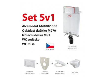 Alcadrain Set 5v1 AM115/1000, WC ALCA  modul AM115/1000, izolace M91, sedátko A60, tlačítko M1710,WC ALCA