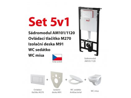Alcadrain Set 5v1 AM101/1120, WC ALCA  modul AM101/1120, izolace M91, sedátko A60, tlačítko M1710,WC ALCA