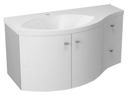 SAPHO AILA umyvadlová skříňka 110x39cm, bílá/stříbrná, zásuvky vpravo 55622