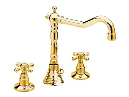 REITANO ANTEA tříprvková umyvadlová baterie s retro hubicí, s výpustí, zlato 3225ZL
