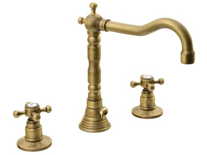REITANO ANTEA tříprvková umyvadlová baterie s retro hubicí, s výpustí, bronz 3226