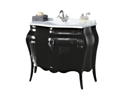 Sapho ISOTTA LAC 105-S skříňka s umyvadlem, š. 107cm, mramor Bianco Carrara, nero IL-105