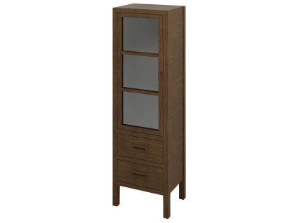 SAPHO BRAND skříňka 2 šuplíky, prosklená dvířka 40x140x30cm, levá, mořený smrk BA031