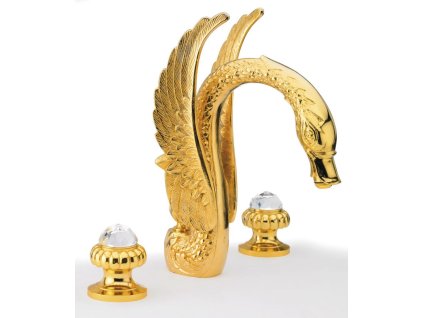 SAPHO CRYSTAL tříprvková umyvadlová baterie s výpustí, zlato 23037DS