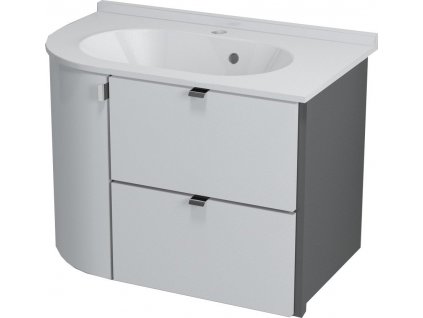 Sapho PULSE umyvadlová skříňka 75x52x45 cm, pravá, bílá/antracit (PU076P) - PU076-3034